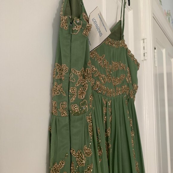 Adrianna Papell gold beaded green dress - Picture 9 of 10
